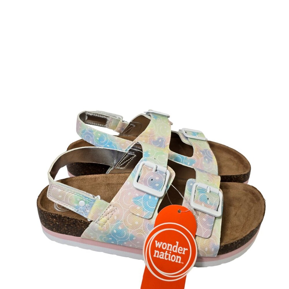 Girls Platform Comfort Cork Adjustable Sandals Size 4 & 5 Classic Dual Strap